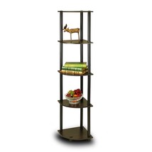 5-Tier Corner Display Shelf Bookcase in Espresso &amp; Black - $2,514.14 MXN