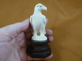 (EAGLE-2) white Bald Eagle perched shed ANTLER figurine Bali detailed carving - £61.14 GBP