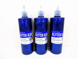 Glitter Glue Royal Blue Lot of 3 8oz Art Crafts Glues Bottle Bottles Art... - £9.74 GBP