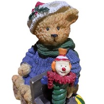 Christmas Teddy Bear &amp; Jack in The Box 4x2.5 inches Resin Figurine Holiday Gift  - £9.57 GBP