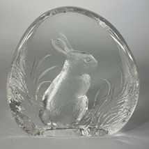Clear Crystal Glass Rabbit Paperweight Signed Dated - £28.15 GBP
