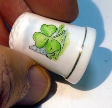 Porcelain Thimble Souvenir Ireland Shamrock  Clover - $19.33