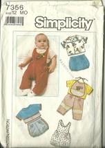 Simplicity Sewing Pattern 7356 Infants Top Shorts Pants Romper Overalls 12 month - £7.97 GBP