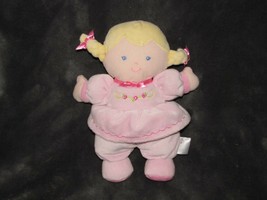Prestige Stuffed Plush Cloth Baby Girl Doll Pink Dress Rose Flower Braid... - $24.74
