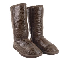 UGG Australia Classic Tall Brown Snakeskin Boots Leather &amp; Sheepskin Women&#39;s 5 - £49.40 GBP