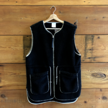 M - Varley Black Soft &amp; Cozy Zip Up Collarless Long Fleece Vest Jacket 1011SC - £40.18 GBP