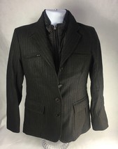 Brooksfield Mens Scoot Jacket Black Pinstripe Layered Puffer 100% Wool I... - $49.49