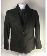 Brooksfield Mens Scoot Jacket Black Pinstripe Layered Puffer 100% Wool I... - $49.49
