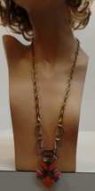 Stella &amp; Dot Statement Necklace Gold Tone Adj to 27&quot;  Very Eye Catching - $34.64