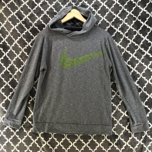 Primary image for Nike Pullover Hoodie Sweater Grey Green Logo Youth Sz XL Lightweight