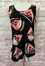 LuLaRoe Tank Top Watermelon Print Black Pink Green Stretch Knit Size Sma... - $20.00