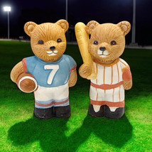 Homco Sport Bears #1408 Set Of 2 Porcelain Football Baseball Bears 2.5&quot;EUC - $9.89