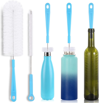 Bottle Cleaning Brush Set Long Handle Silicone Brushes Thermos Flask Cleaner NEW - £9.29 GBP