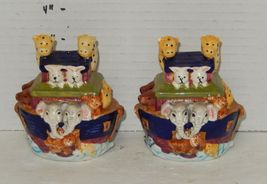 Noah's Ark Salt and Pepper Shakers Cooler Blue Green Brown - $14.80