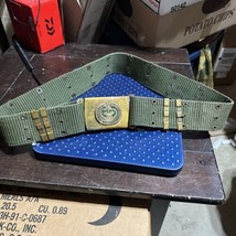 Vintage U.S. Army Drill Sergeant Pistol Belt With Brass Buckle 40+ inches - £60.60 GBP