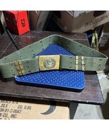 Vintage U.S. Army Drill Sergeant Pistol Belt With Brass Buckle 40+ inches - £59.14 GBP