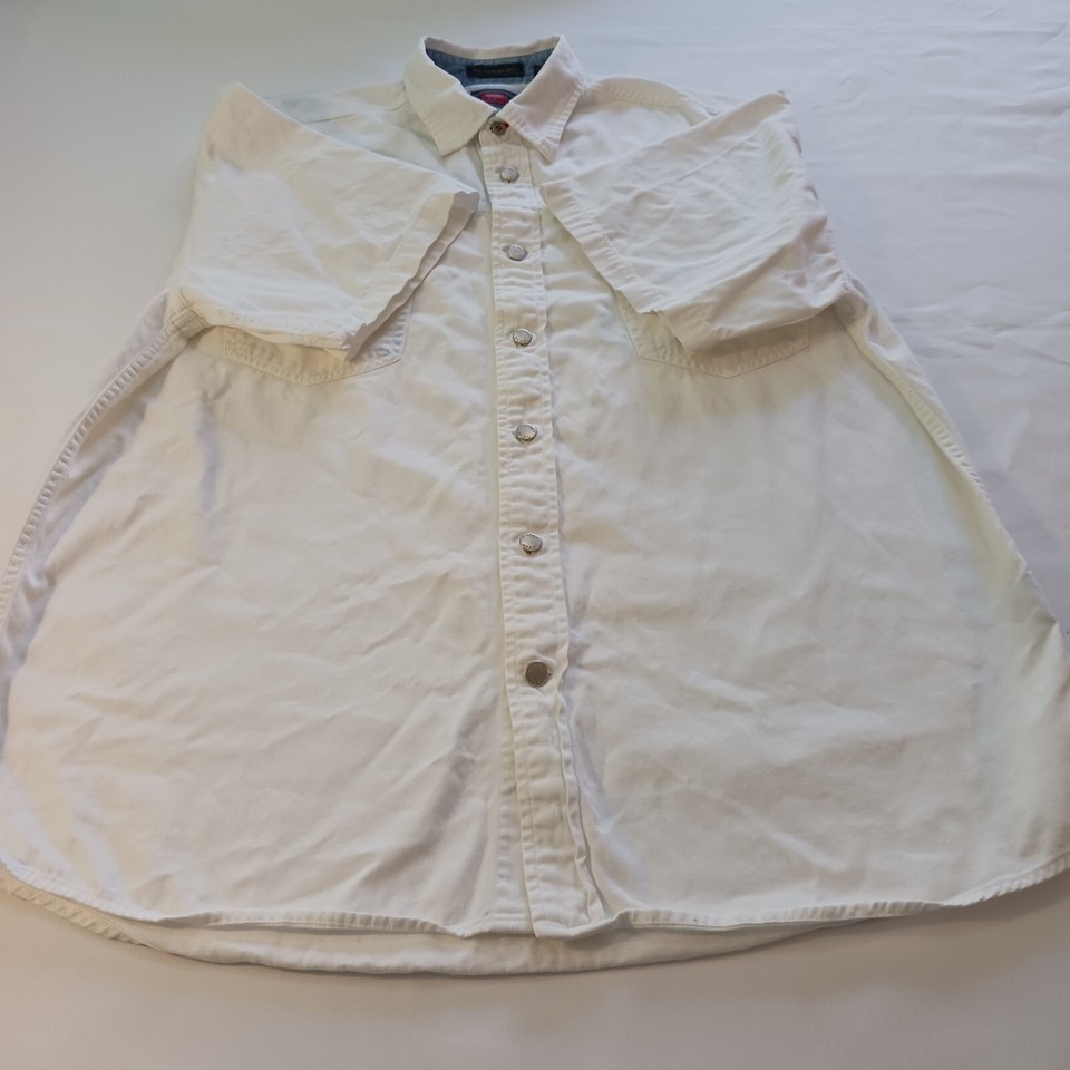 Wrangler Hero Comfortable Men's Cotton White Shirt Button Up Short Sleeve Size L Item image 3