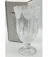Block Lead Crystal Frosted Tulip Hurricane Vase Poland Pedestal Candle H... - €19,80 EUR