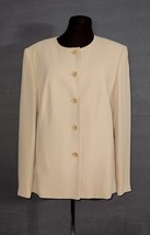 Vintage Talbots Oversized Tan Beige Lined Blazer Sz 12P Made in USA Rayon Blend - £23.56 GBP