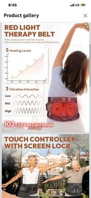 Cordless Infrared Light Therapy Belt with Heating Vibration Massage Pain Relief Item image 3
