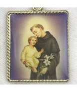 St. Anthony Baby Jesus Gold Tone Catholic Pendant Charm Vintage Christia... - £9.42 GBP