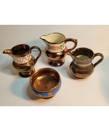 4 Pieces of Copper Lusterware 3 Small Pitchers &amp; 1 Salt Cellar - $120.00
