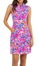 NWT Ladies IBKUL AUBREY CANDY PINK MULTI Sleeveless Mock Golf Dress - XS... - £75.93 GBP