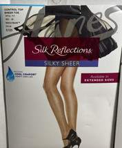 Silk Reflections Silky Sheer Control Top Pantyhose 717 Barely Black Size... - $18.80