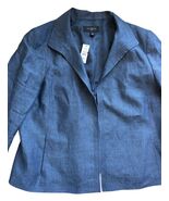 NWT Talbots Blazer 16P Blue Chambray Pure Linen Open Jacket Career Pocke... - €30,28 EUR