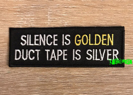 SILENCE IS GOLDEN... PATCH embroidered biker sayings motorcycle jacket p... - £4.71 GBP