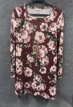 Pinc Dress Womens Medium Floral Jersey Long Sleeve Tunic &amp; Necklace Extr... - $23.95
