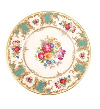 Syracuse China Old Ivory Romance Green  Salad Plate Flowers Gold Trim Vintage - $54.45