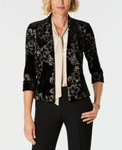 New Kasper Embroidered Black Floral Velvet Career Jacket Size 6 $139 - £59.28 GBP