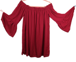 Women&#39;s Medium, Zanzea Red Off The Shoulder Flare Sleeve Boho Peasant Dress - £17.20 GBP