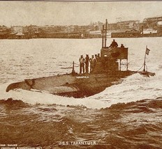 1917 USS Tarantula Submarine Military New York Navy Yard Antique Print - £40.64 GBP