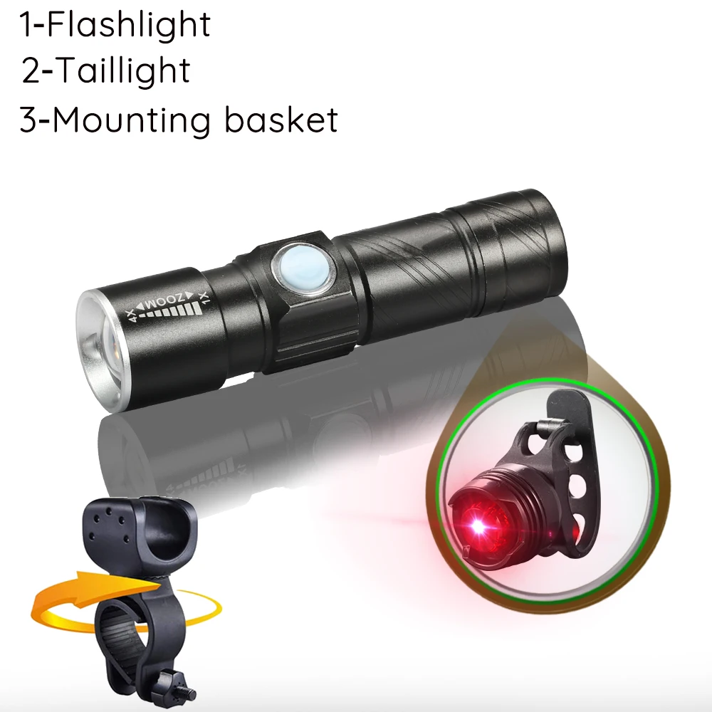 TRLIFE Bicycle Light Set USB rechargeable Flashlight Waterproof Taillight Super  - £104.88 GBP