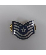 Vintage USA  Army Sergeant Stripes With Star Silver &amp; Blue Hat Lapel Pin - $7.45 CAD