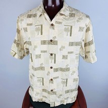 Joseph &amp; Feiss Beige Tones Palm Tree Themed Silk Short Sleeve Shirt - £15.41 GBP