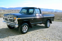 1976 Ford F100 shortbed black| 24x36 inch POSTER | vintage classic pickup truck - $20.56