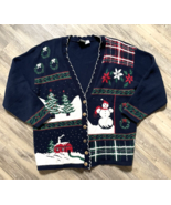 Vtg Christmas Cardigan Sweater Nutcracker Plus 1X Holiday Party Snowman ... - £13.65 GBP
