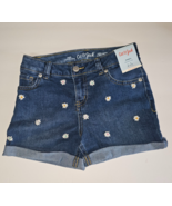 Cat &amp; Jack Girls Embroidered Daisy Jean Shorts MEDIUM (7/8) Stretch Dark... - €14,17 EUR