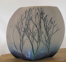 Hand Made Ceramic Vase 5&quot; Asymetrical Tenmoku Pottery Malaysia - £32.07 GBP