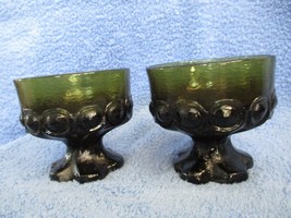Two (2) Vintage Tiffin Glass Franciscan Madeira Olive Green Sherbet Glasses - £9.46 GBP