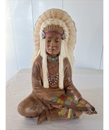 VINTAGE 1974 Byron Molds Native American Statue with Headdress and Peace... - $27.00