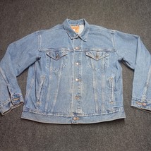 Vintage Y2K Levi Denim Trucker Jean Jacket Adult XL Blue Button Up Relax... - $69.74