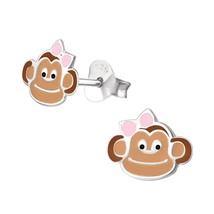 Monkey 925 Silver Stud Earrings - £11.19 GBP