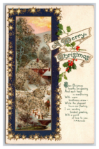 Merry Christmas Landscape Stars Applied Micah Embossed DB Postcard A16 - £4.69 GBP
