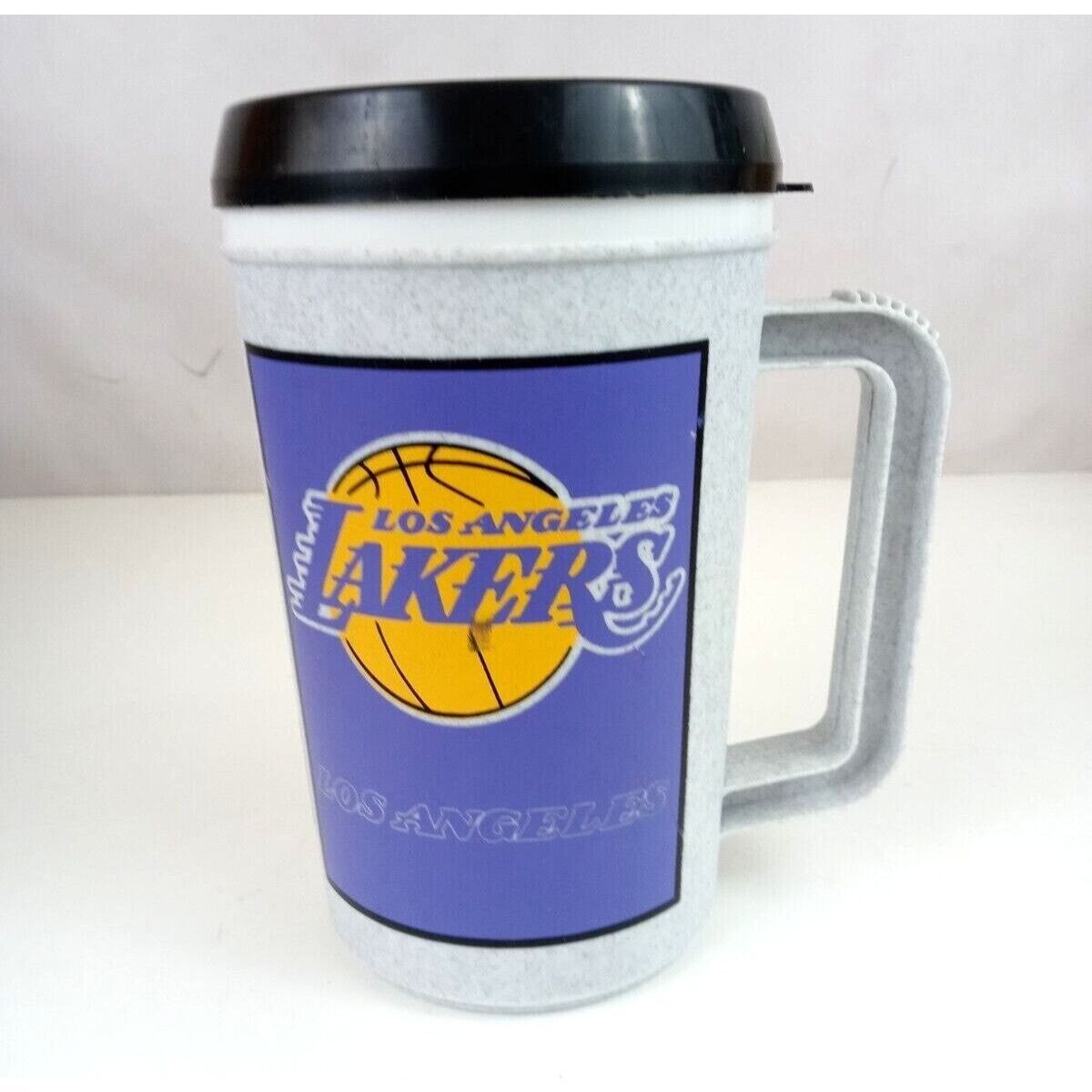 Primary image for Vintage NBA Los Angeles Lakers 32oz Gray & Purple Tumbler Travel Mug