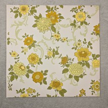 Vintage Wallpaper Sample Sheet 70s Retro Chrysanthemums Sunflowers Crafting - $9.94