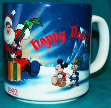 1992 Disney Parks Disneyland Mickey Merry Christmas Happy New Year Coffe... - $29.99